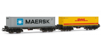 Rivarossi HR6085 Coffret 2 wagons pour container Sgmmns 738 (Maersk+DHL), DB*