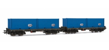 Set 2 wagons plat Sgmmns738 chargés avec container TFG, DB*