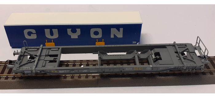 DEP-R46374 - Wagon porte container GUYON, SNCF - Roco