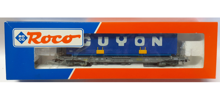 DEP-R46374 - Wagon porte container GUYON, SNCF - Roco