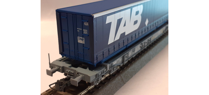 DEP-R47119 - Wagon porte container TAB, SNCF - Roco