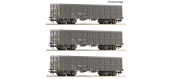 R6600203 - Set de 3 wagons tombereau gris, SNCF - Roco