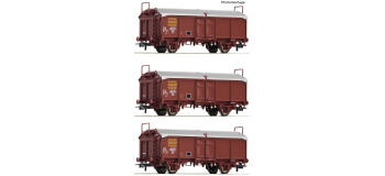 R6600173 - Set de 3 wagons à toit coulissant, SNCF - Roco