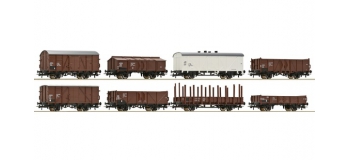 Train électrique : ROCO R44008 - Coffret de 8 wagons marchandises ÖBB