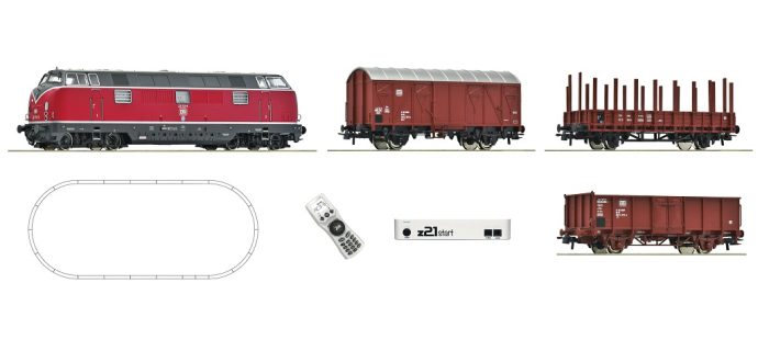ROCO 5110008 - Coffret de départ digital Z21 avec train de marchandises et locomotive diesel série 221, de la DB