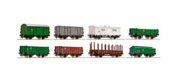 Train électrique : ROCO R67147 - Coffret de 8 wagons marchandises SNCB 