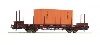 Modélisme ferroviaire : ROCO - R76986 - Wagon plat avec conteneur, SNCF