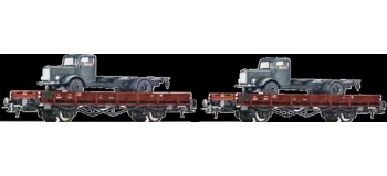Train électrique : ROCO R67035 - Set 2 wagons plats camion DSB 