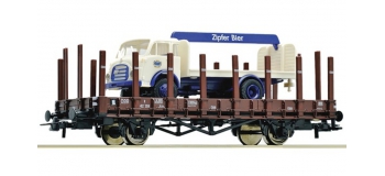 Modélisme ferroviaire : ROCO R 37258 - Wagon plat + camion OBB 