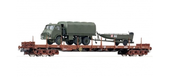 Modélisme ferroviaire : ROCO R67266 - Wagon plat + camion OBB 