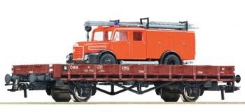 Train électrique : ROCO R67268 - Wagon plat + camion OBB 