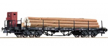 Modélisme ferroviaire - ROCO R67366 - Wagon plat + grumes DR 