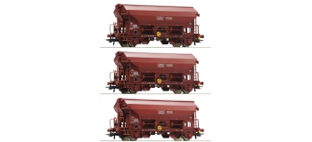 Modelisme ferroviaire : ROCO R 76176 - Coffret de 3 pièces: Wagons à toit pivotant, SNCB
