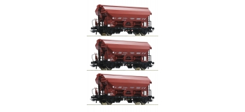 Modelisme ferroviaire : ROCO R 76179 - Coffret de 3 pièces: Wagons à toit pivotant, SNCB