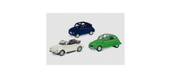Modélisme ferroviaire : SCHUCO SCHU26110 - Coffret de 3 véhicules : fiat 500 - 2 CV - VW Coccinelle