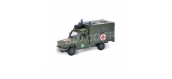 Modélisme ferroviaire : SCHUCO SCHU26255 - Véhicule ambulance militaire WOLF G SANKA 