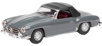 Modélisme ferroviaire : SCHUCO - SCHU452618000 - Mercedes-Benz 190SL Soft Top Ferme Gris