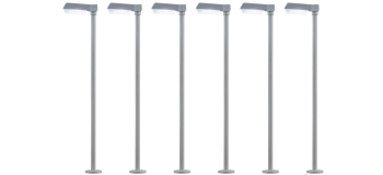 VIE64976 - Lot de 6 lampadaires modernes, LED blanches - Viessmann