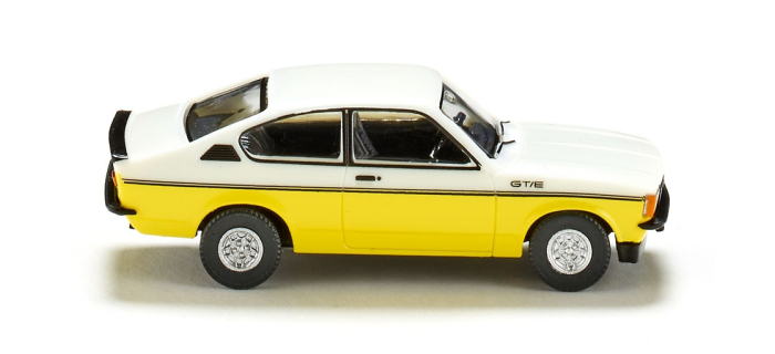 WIKI022902 - Opel Kadett C Coupé GT/E blanc/jaune - Wiking